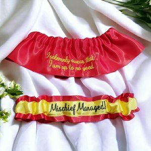 I solemnly swear that I am up to no good & Mischief Managed! Wedding Garter Set